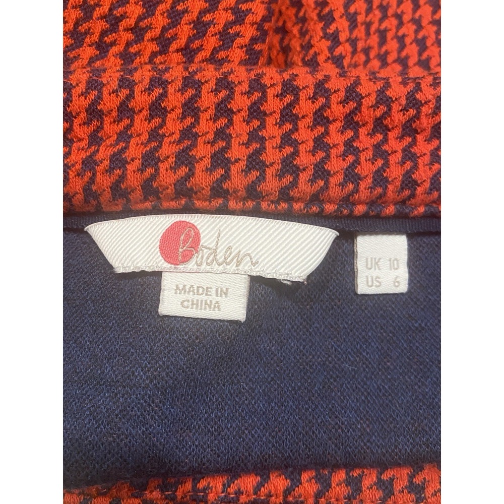 Boden Red & Navy Houndstooth Boatneck Top Size US 6 / UK 10 - Picture 3 of 5